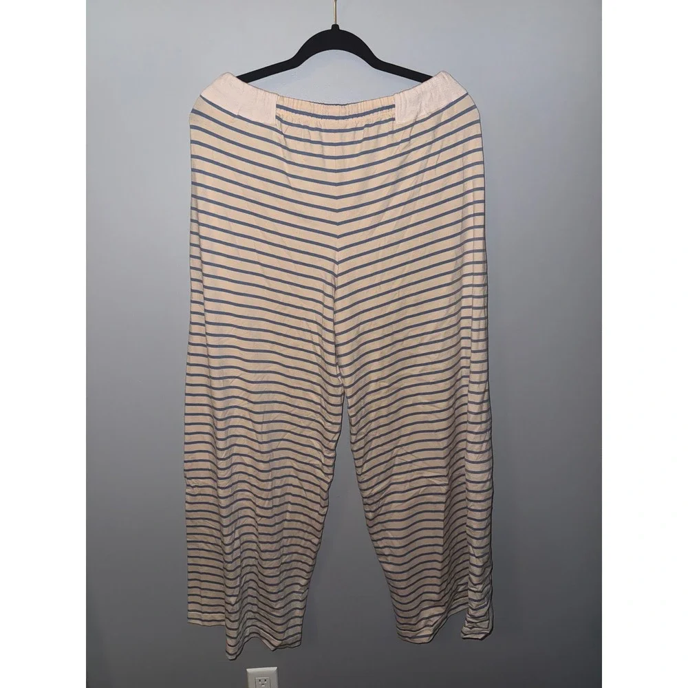 Intimately Free People out and about Striped Wide Leg Lounge Pants Beige Blue M
